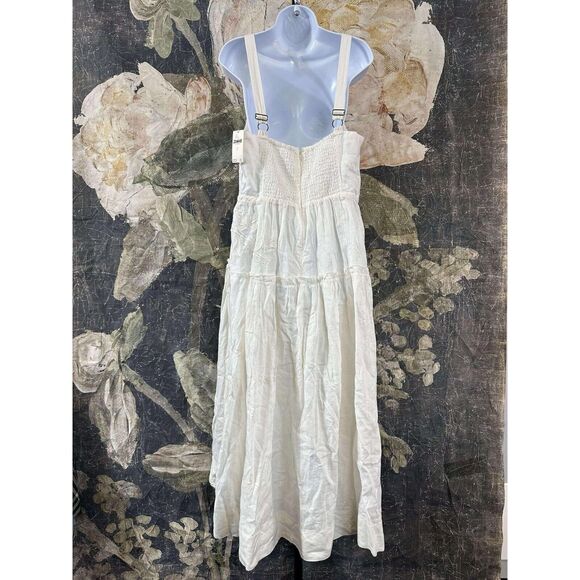 New Anthropologie Square-Neck Linen Midi Dress Size Large - Picture 11 of 14